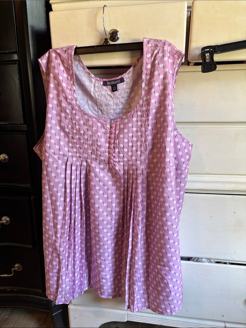 Roaman's Lavender Pink Sleeveless Pintuck Tank Top